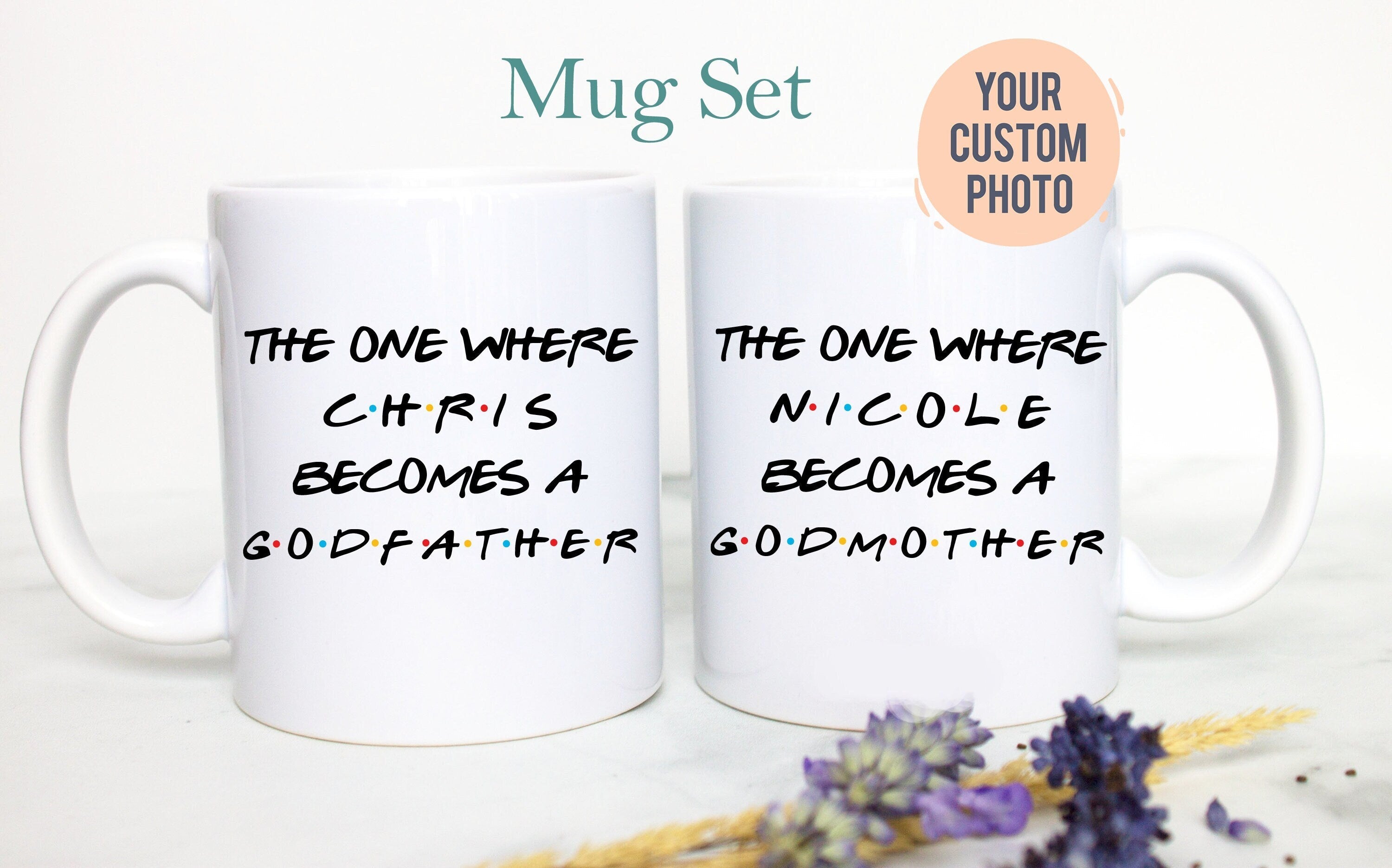 Godfather and Godmother Individual OR Mug Set | Promoted to Godmother, Godfather Gift, Custom Godparent Mug, Godfather Mug Godmother Gift