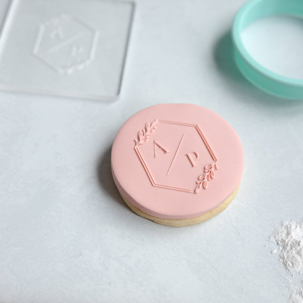 Custom Initials Fondant Embosser Stamp and Cutter | Wedding Cookie Stamp, Anniversary Embosser, Debosser, Initials Fondant Stamp, Engagement