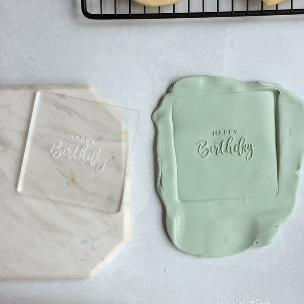 Happy Birthday Fondant Embosser Stamp | Acrylic Fondant Stamp and Cutter, Cookie Stamp, Embosser Stamp, Debosser, Birthday Fondant Stamp