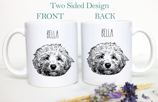 Personalized Dog Face Mug | Dog Lovers Gift, Custom Dog Mug, Dog Mom Mug, Dog Dad, Custom Pet Portrait, Personalized Dog Mug, Pet Memorial