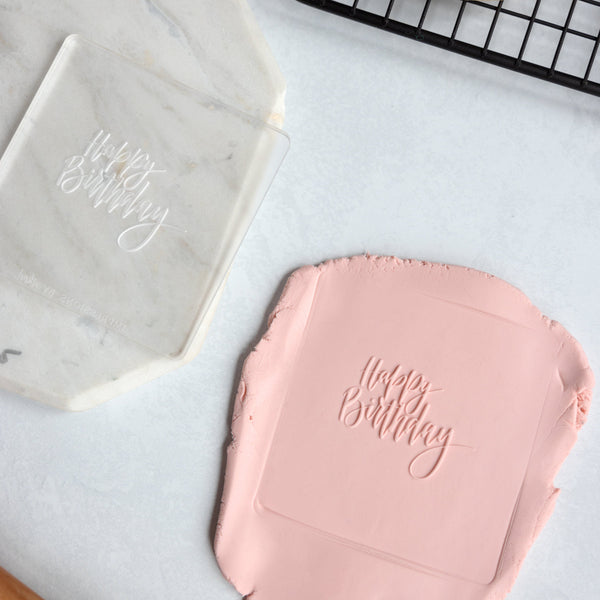 Happy Birthday Fondant Embosser Stamp | Acrylic Fondant Stamp and Cutter, Cookie Stamp, Embosser Stamp, Debosser, Birthday Fondant Stamp