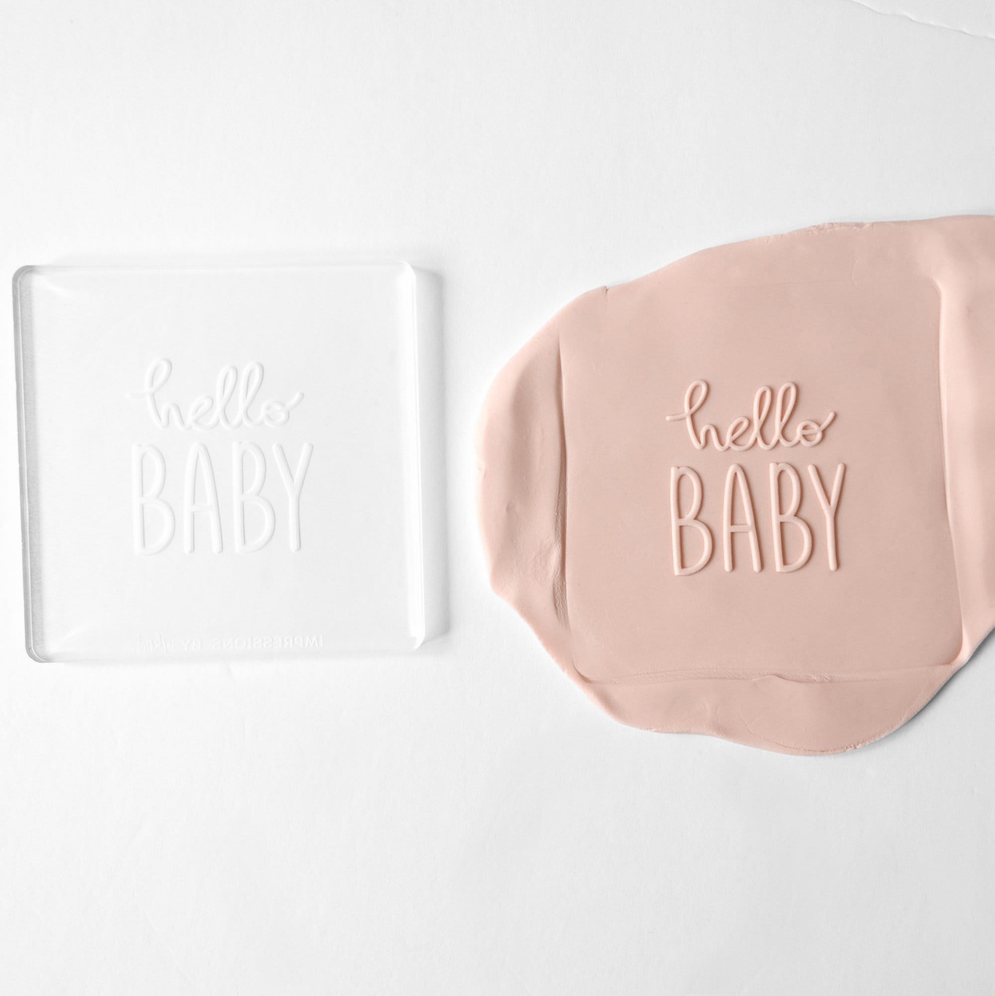 Hello Baby Acrylic Fondant Embosser With Cutter | Baby Shower Cookie Stamp, Baby Shower Fondant Embosser, Baby Shower Cookie Cutter Embosser