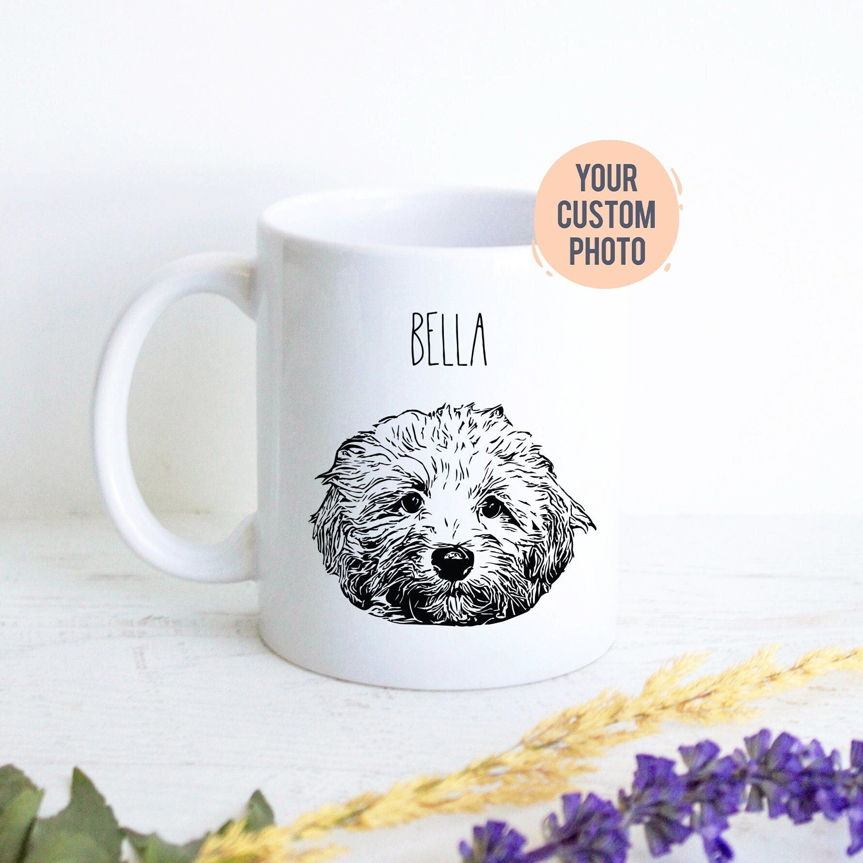 Personalized Dog Face Mug | Dog Lovers Gift, Custom Dog Mug, Dog Mom Mug, Dog Dad, Custom Pet Portrait, Personalized Dog Mug, Pet Memorial