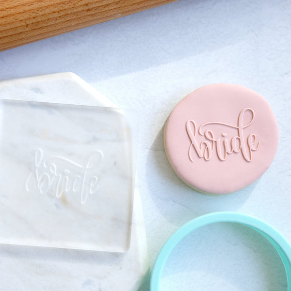 Bride Fondant Embosser Stamp and Cutter | Wedding Cookie Stamp,Anniversary Embosser, Debosser, Engagement Fondant Stamp,Bride Embosser