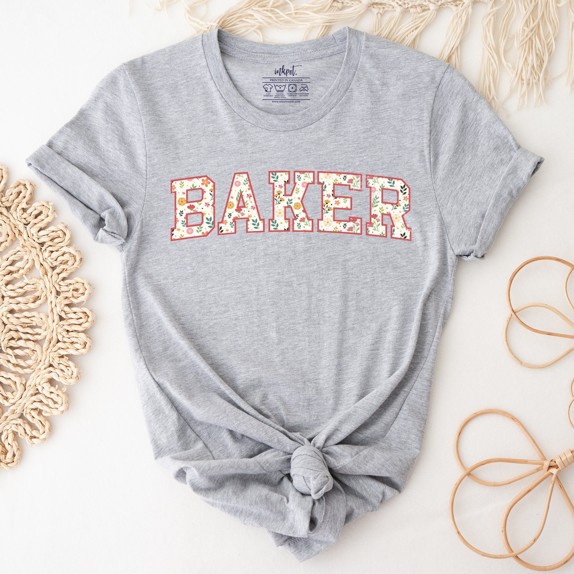 Baker Floral T-Shirt | Baking Shirt, Gift For Baker, Baker T-Shirt, Funny Baking Shirt, Cookie Lover Shirt, Baking Mom Shirt