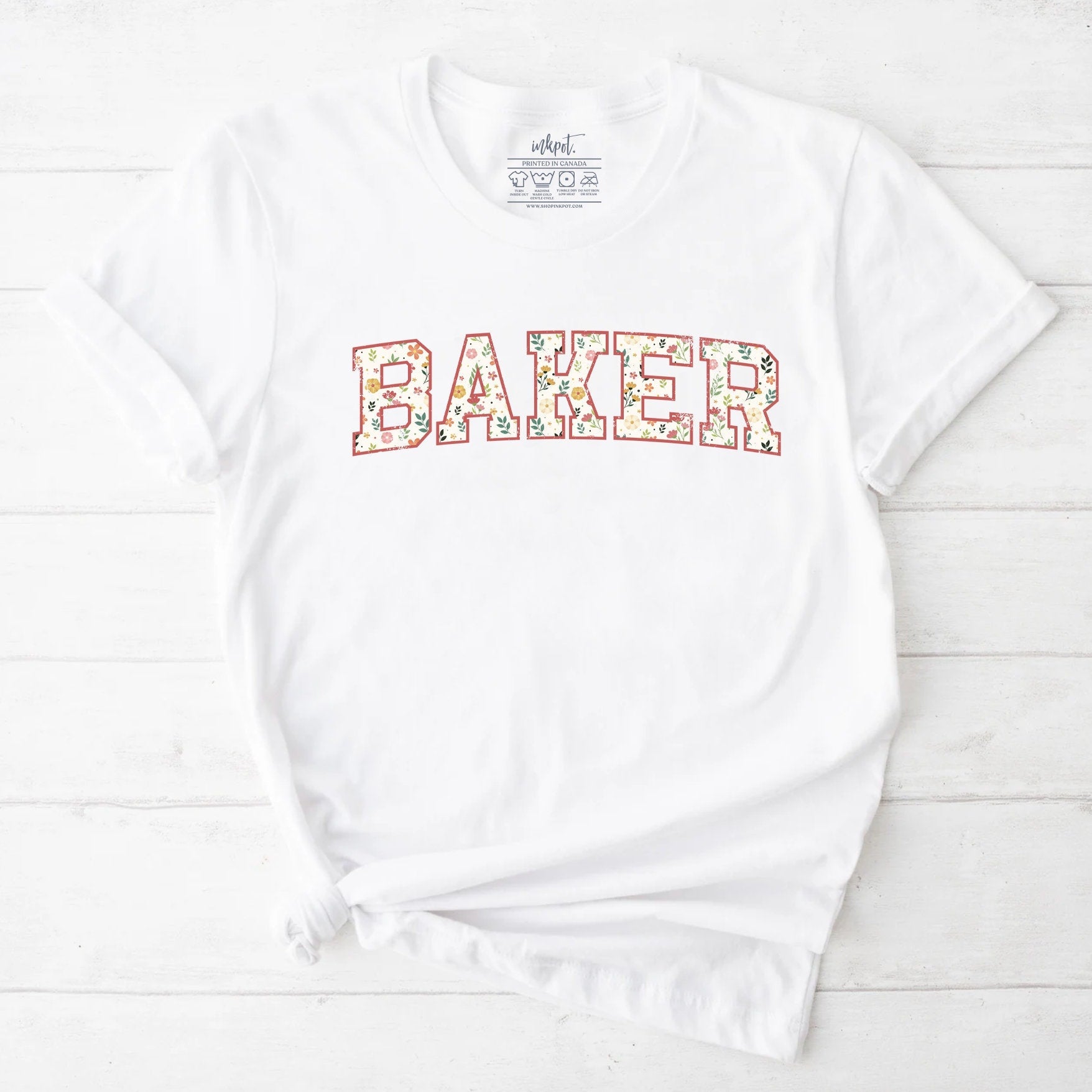 Baker Floral T-Shirt | Baking Shirt, Gift For Baker, Baker T-Shirt, Funny Baking Shirt, Cookie Lover Shirt, Baking Mom Shirt