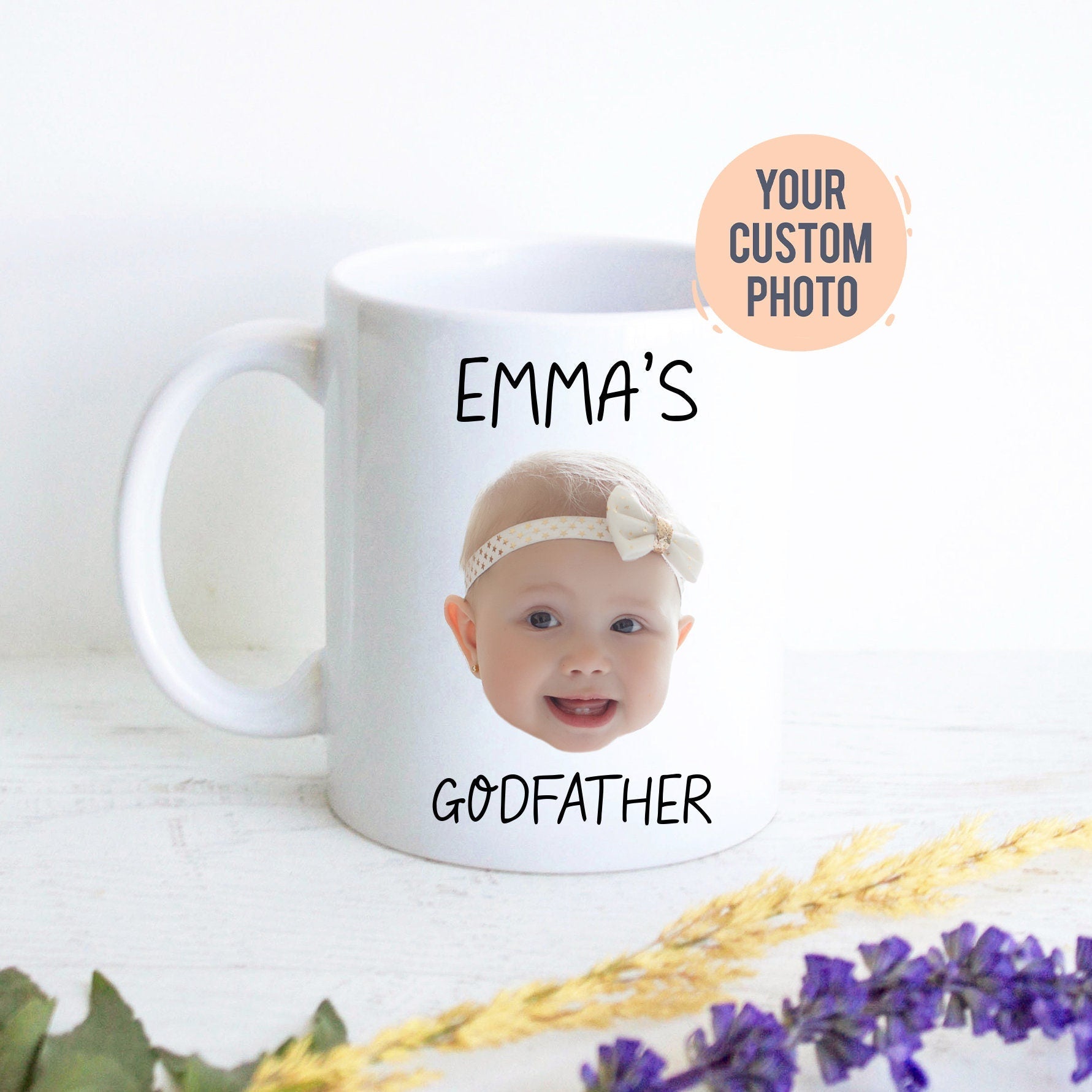 Godfather Personalized Mug | Custom Child Face, New Godfather Baptism Gift, Godparent Gift, Godfather Proposal, Will You Be My Godfather