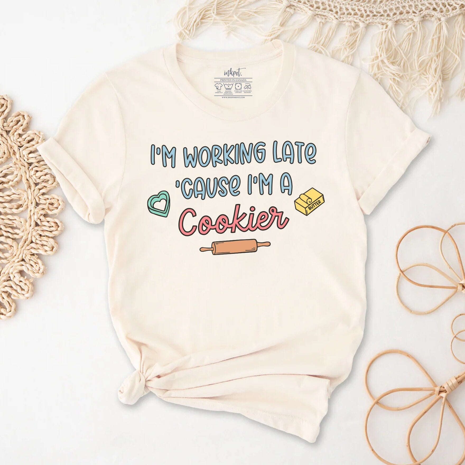 I'm Working Late Because I'm A Cookier T-Shirt | Baking Shirt, Baker Gift, Baker T-Shirt, Funny Baking Shirt, Cookie Lover Shirt, Baking Mom