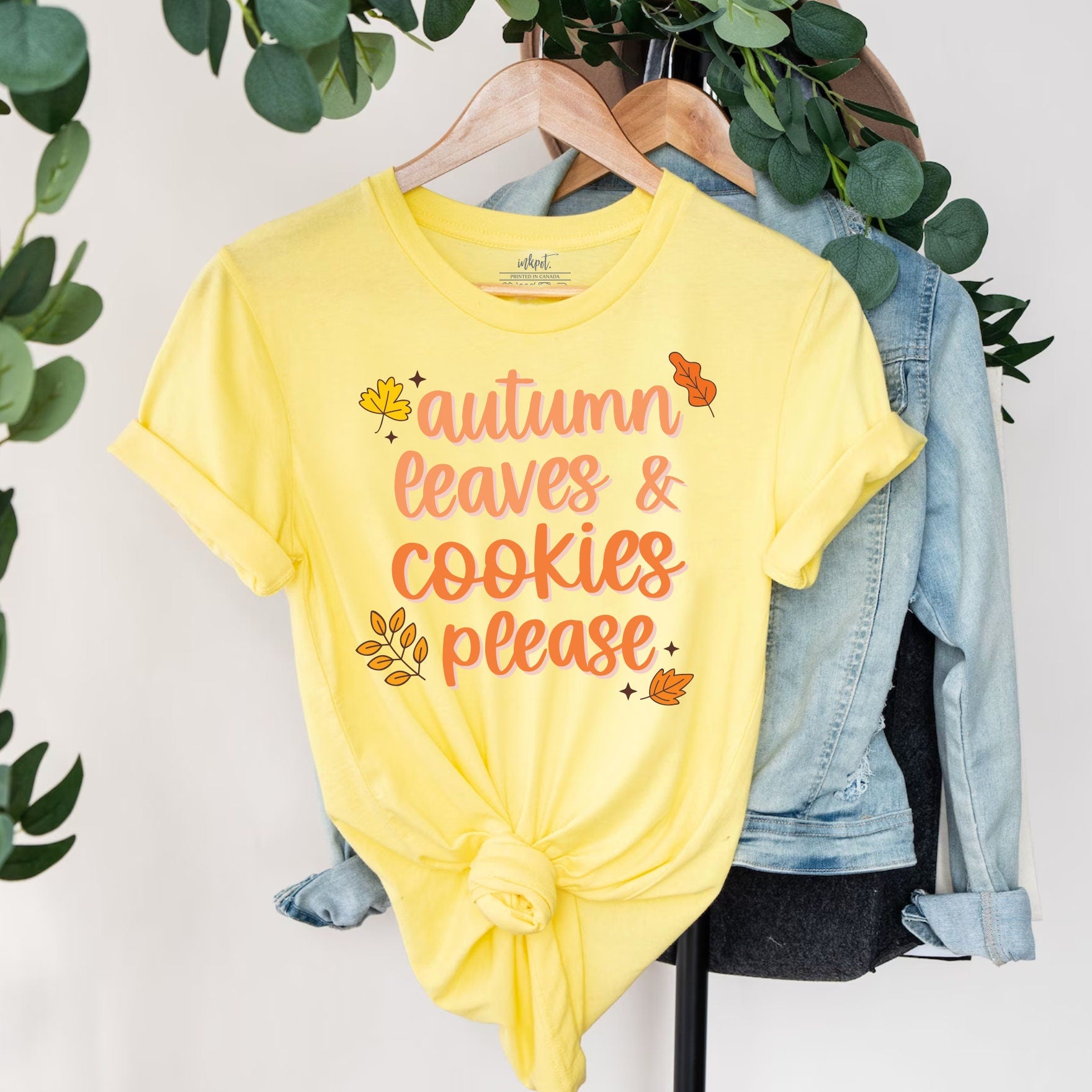 Autumn Leaves and Cookies Please T-Shirt | Funny Baking Shirt, Gift For Baker, Fall T-Shirt, Cookie Lover Shirt, Baking Mom, Baking Lover