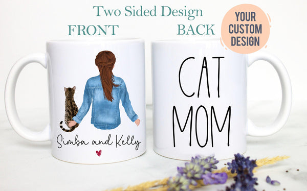 Custom Cat Mom - White Ceramic Mug