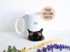 Custom Cat Photo Peeking Out - White Ceramic Mug