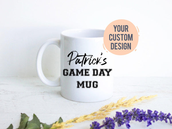 Personalized Name Game Day - White Ceramic Mug