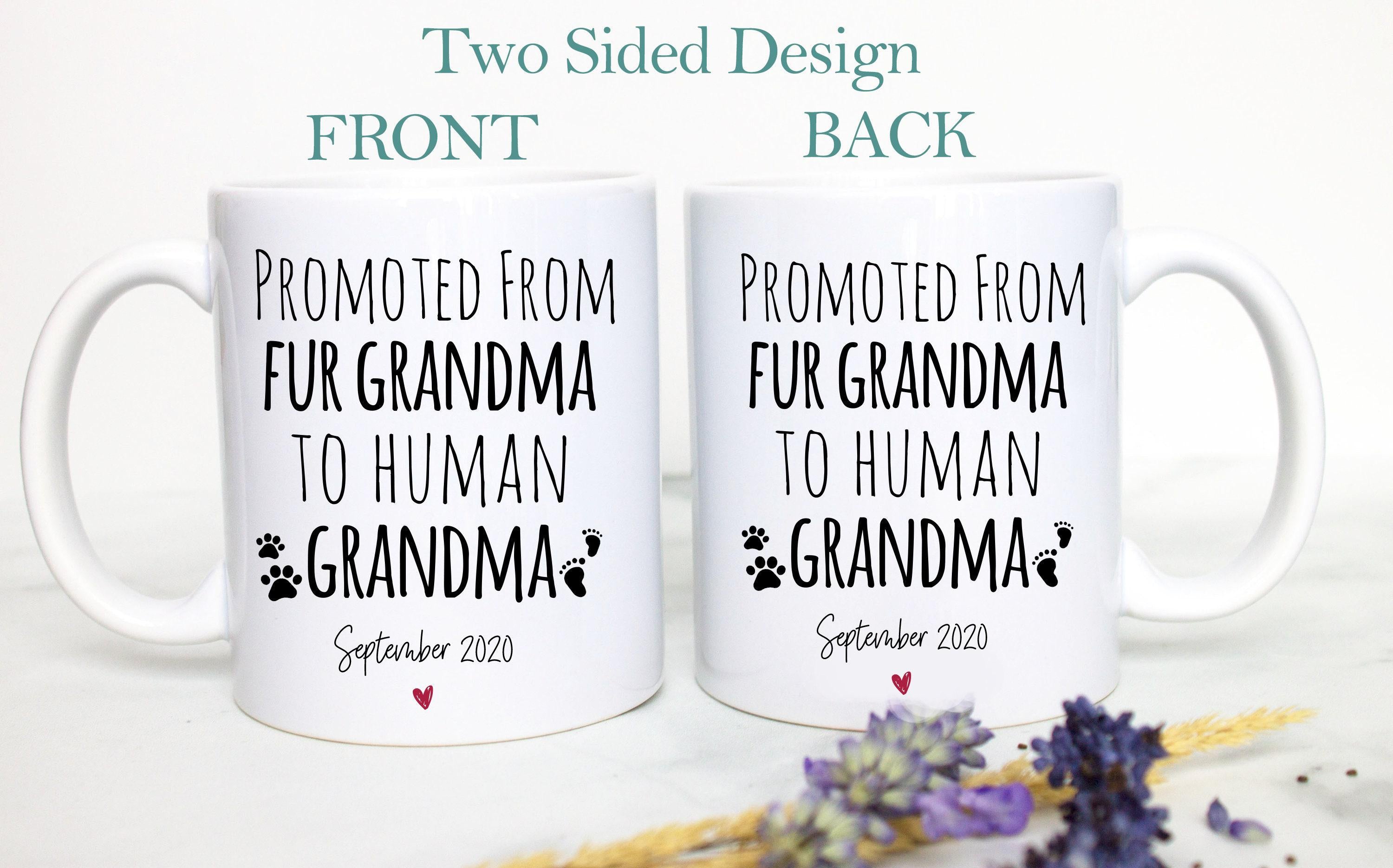 Promoted From Fur Grandma and Grandpa To Human - White Ceramic Mug