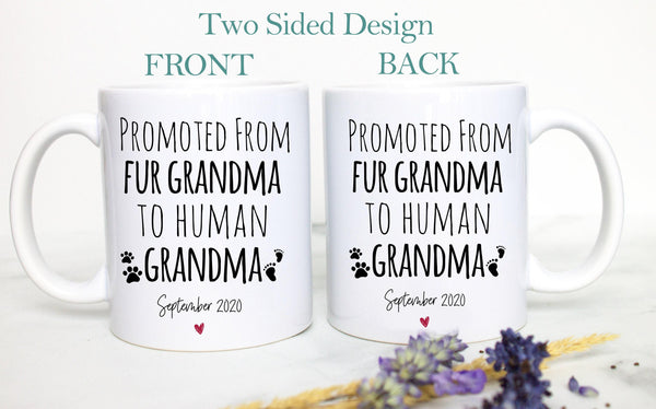 Promoted From Fur Grandma and Grandpa To Human - White Ceramic Mug