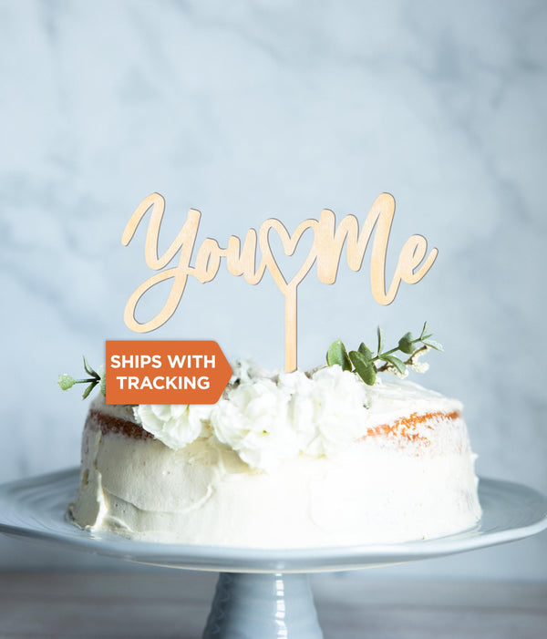 You and Me Wedding Cake Topper