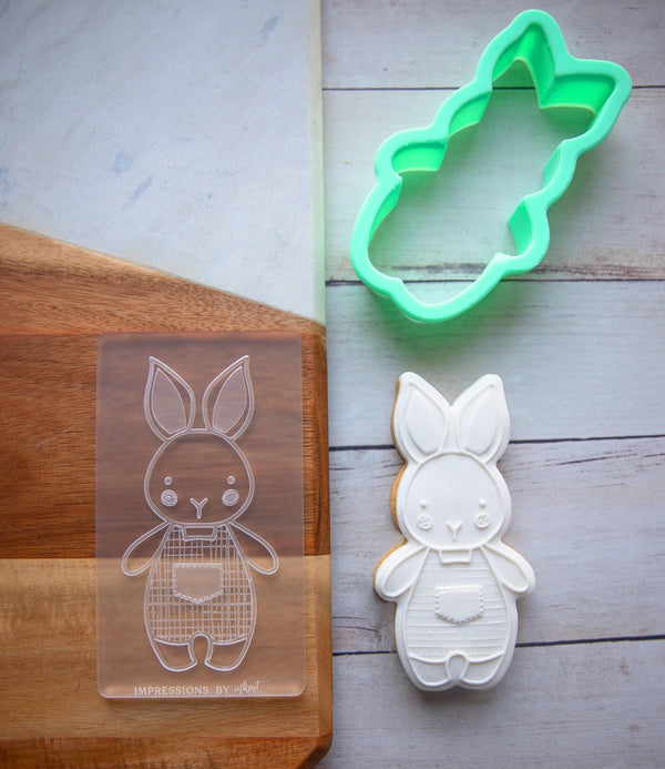 Easter Boy Bunny - Acrylic Fondant Embosser With Optional Cutter