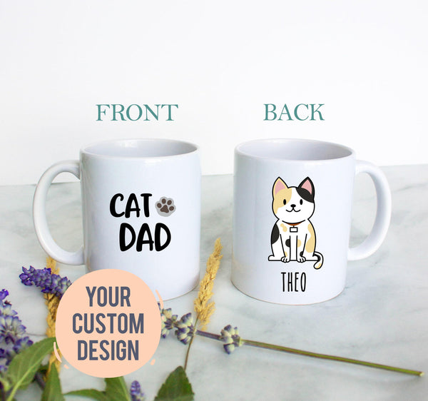 Personalized Cat Dad Mug - White Ceramic Custom Mug
