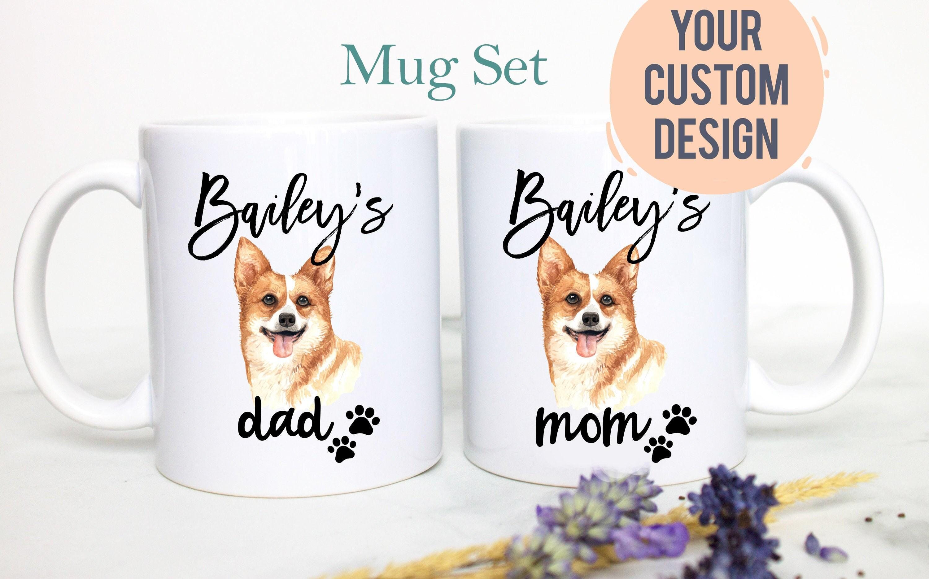Personalized Corgi Mom and Dad Individual or Mug Set - White Ceramic Custom Mug