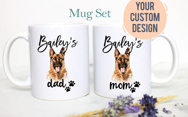 Personalized German Shepherd Dog Individual or Mug Set - White Ceramic Custom Mug