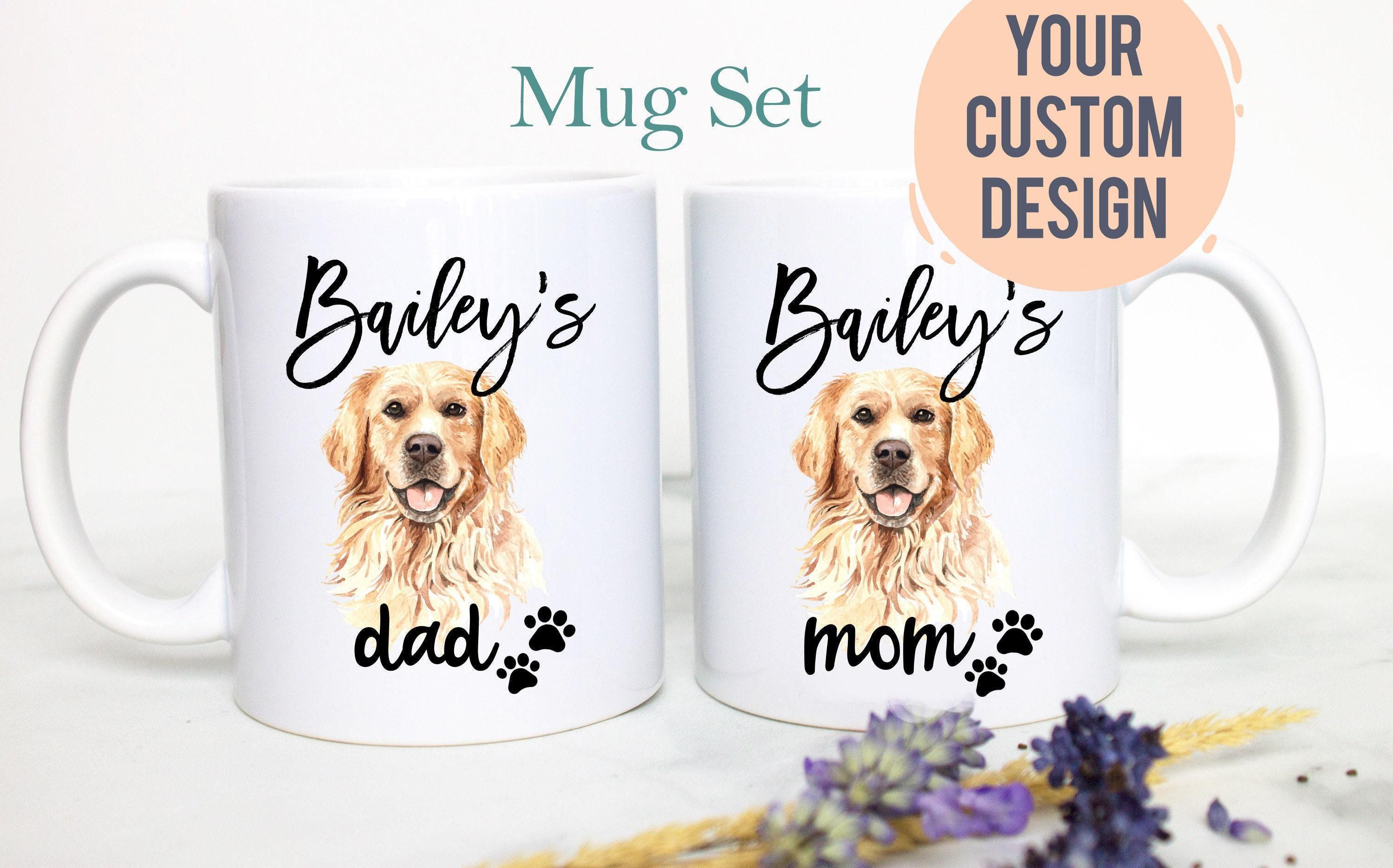 Personalized Retriever Mom and Dad Individual or Mug Set - White Ceramic Custom Mug