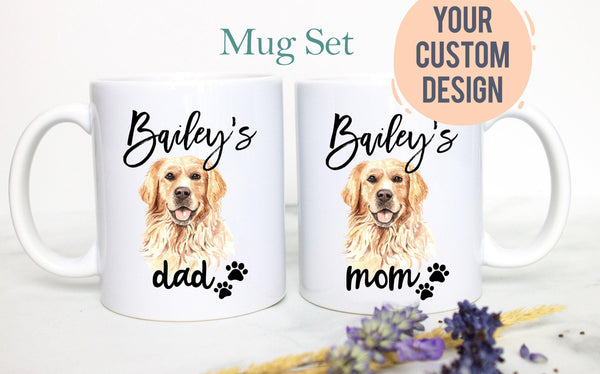 Personalized Retriever Mom and Dad Individual or Mug Set - White Ceramic Custom Mug