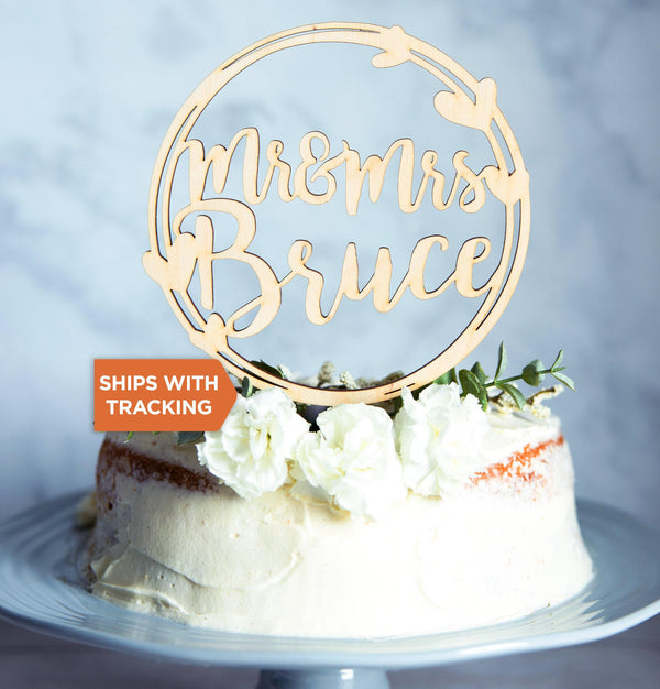 Mr and Mrs Wedding Cake Topper