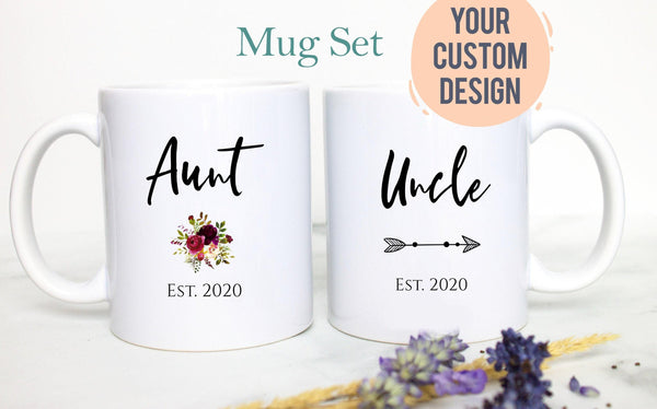 Personalized Aunt and Uncle Individual or Mug Set- White Ceramic Mug