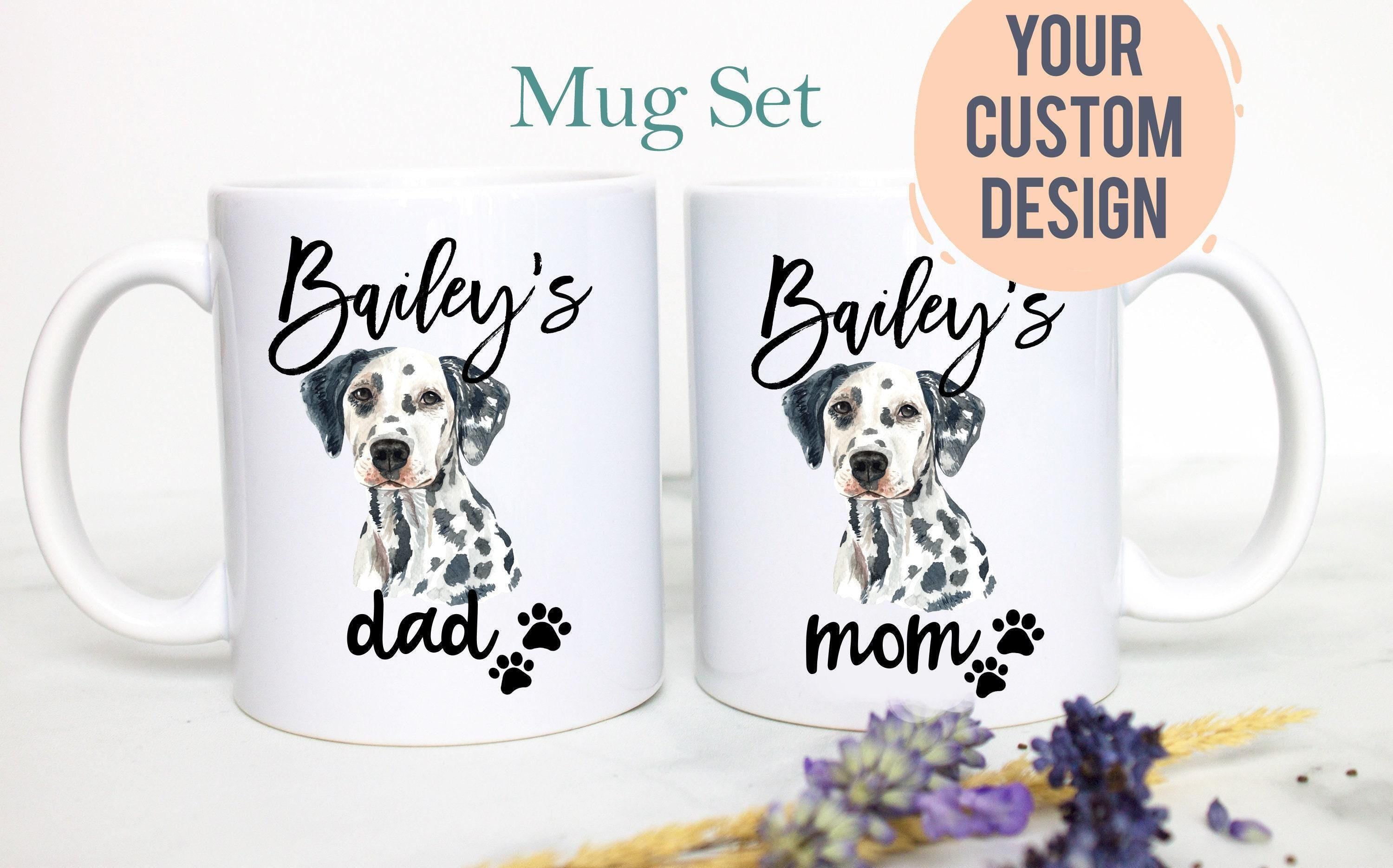 Personalized Dalmatian Mom and Dad Individual or Mug Set - White Ceramic Custom Mug