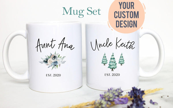 Personalized Name Aunt and Uncle Individual or Mug Set #2 - White Ceramic Mug