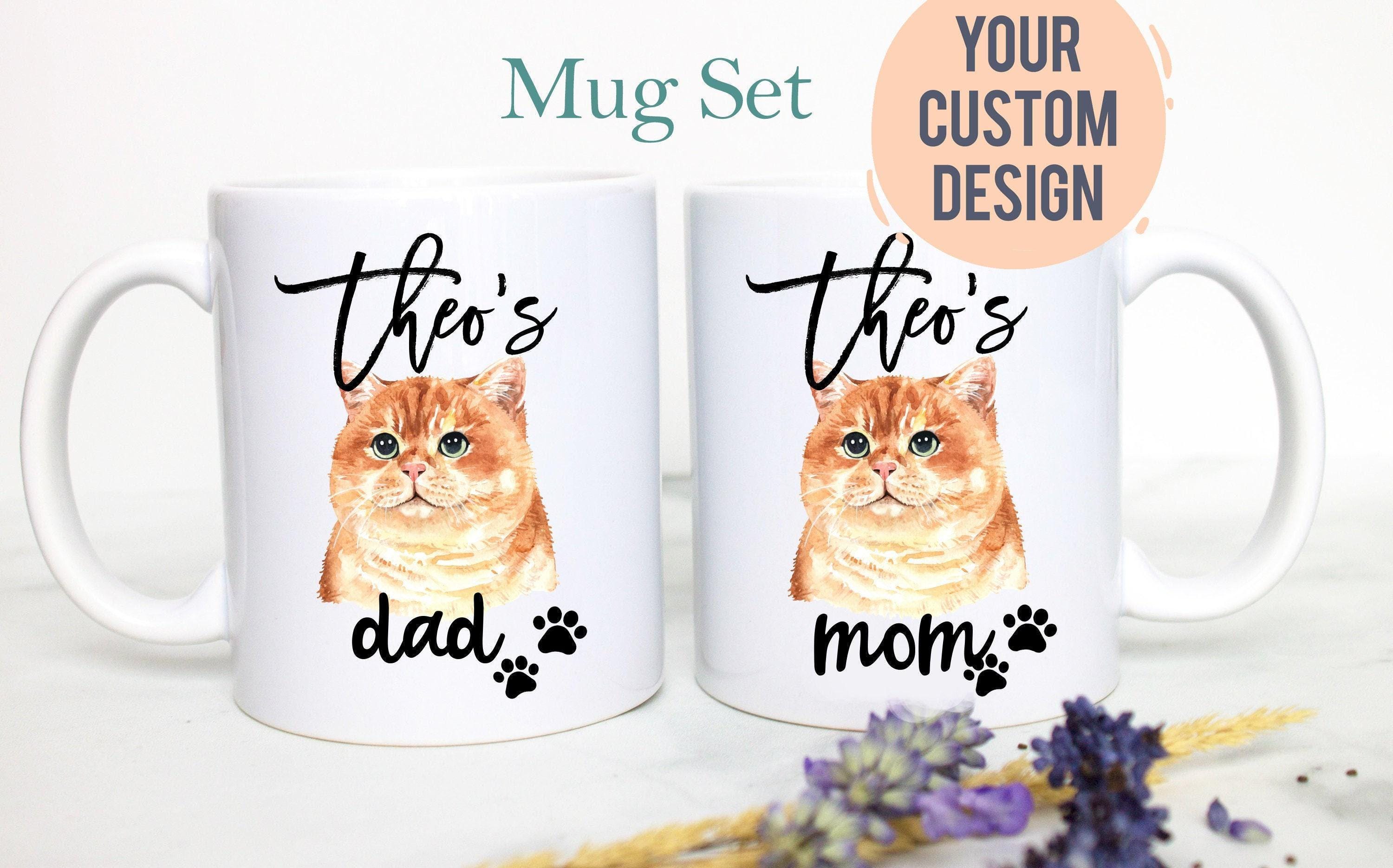 Personalized British Shorthair Cat Mom and Dad Individual or Mug Set - White Ceramic Custom Mug