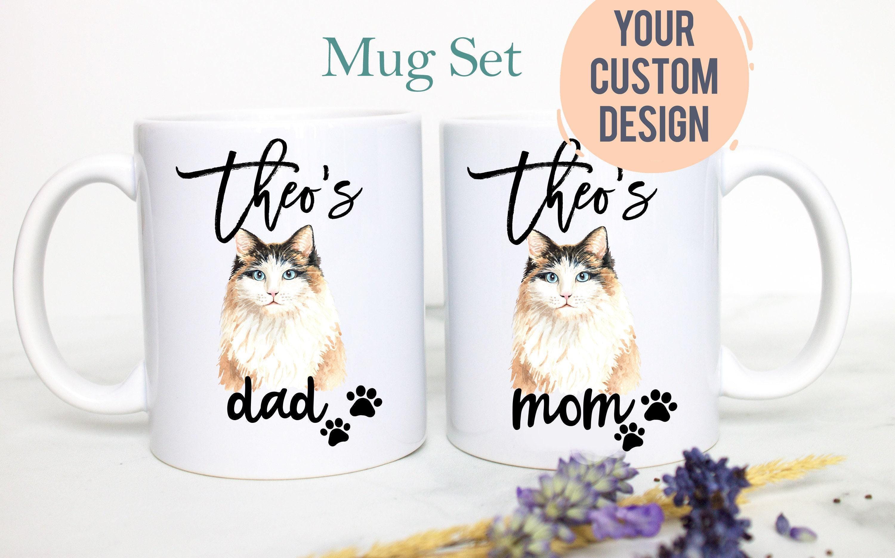 Personalized Ragdoll Cat Mom and Dad Individual or Mug Set #2 - White Ceramic Custom Mug