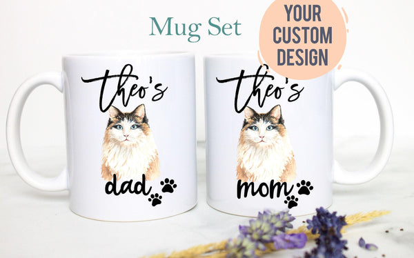 Personalized Ragdoll Cat Mom and Dad Individual or Mug Set #2 - White Ceramic Custom Mug