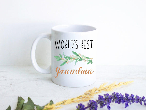 World's Best Grandma Greenery - White Ceramic Mug
