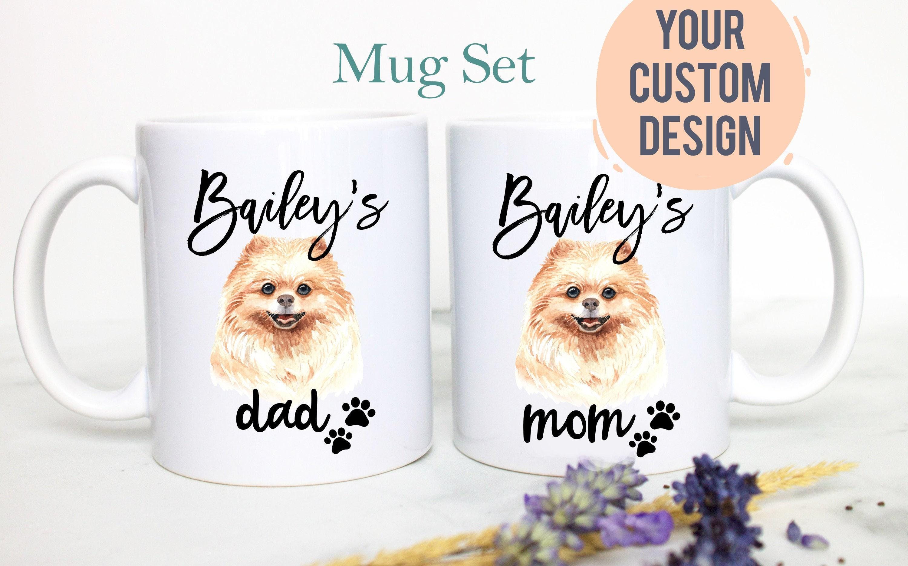 Personalized Pomeranian Mom and Dad Individual or Mug Set - White Ceramic Custom Mug