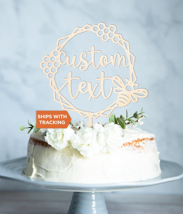 Custom Text Bee Cake Topper