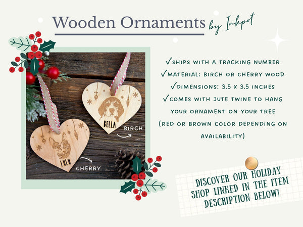 Custom Photo Pet Photo Wood Engraving Christmas Ornament