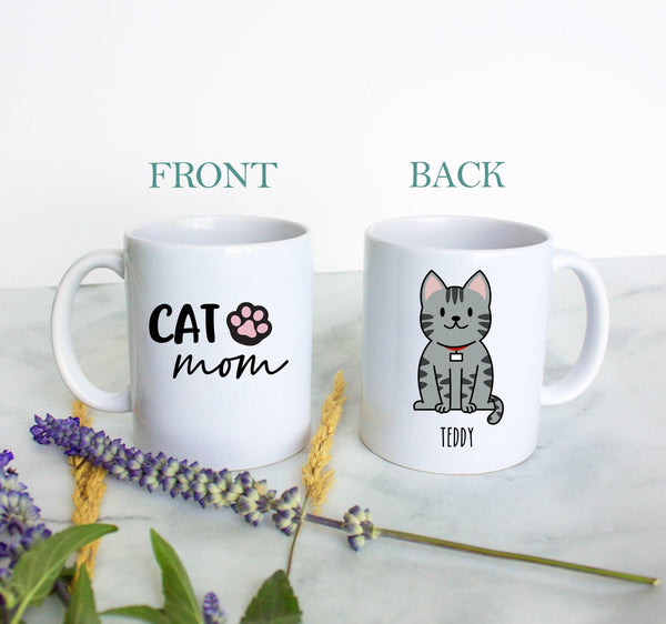 Personalized Cat Mom Mug- White Ceramic Custom Mug