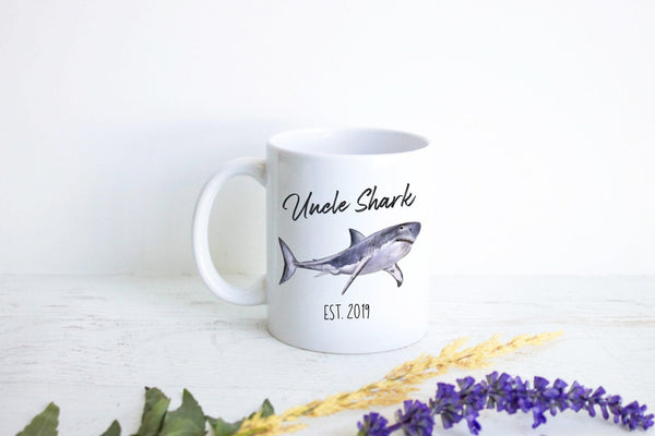 Uncle Shark Watercolor - White Ceramic Mug
