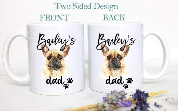 Personalized French Bulldog Mom and Dad Individual or Mug Set - White Ceramic Custom Mug