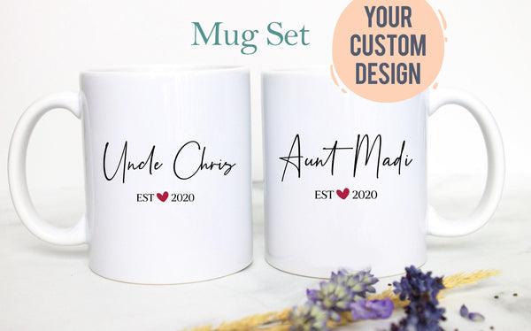 Personalized Name Aunt and Uncle Individual or Mug Set #3 - White Ceramic Mug
