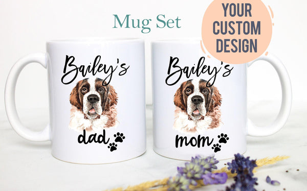Personalized St. Bernard Dog Individual or Mug Set - White Ceramic Custom Mug