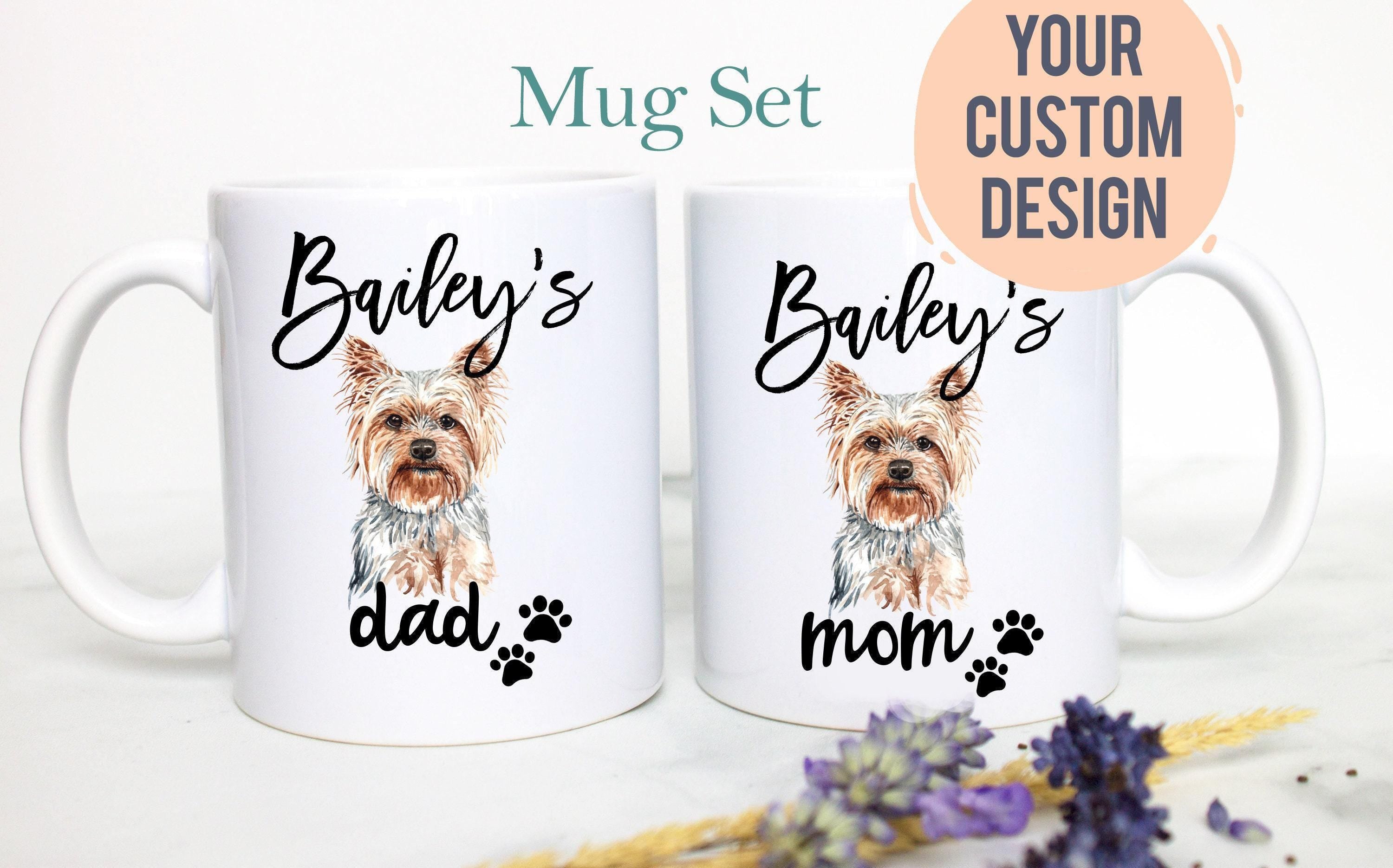 Personalized Terrier Mom and Dad Individual or Mug Set - White Ceramic Custom Mug