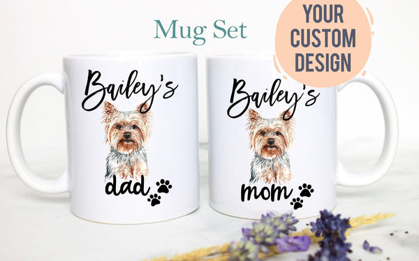 Personalized Terrier Mom and Dad Individual or Mug Set - White Ceramic Custom Mug