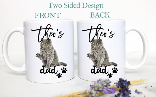Personalized Grey British Shorthair Cat Mom and Dad Individual or Mug Set - White Ceramic Custom Mug