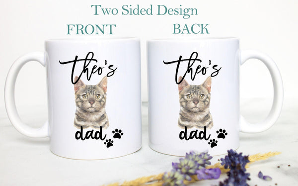Personalized Bengal Cat Mom and Dad Individual or Mug Set- White Ceramic Custom Mug