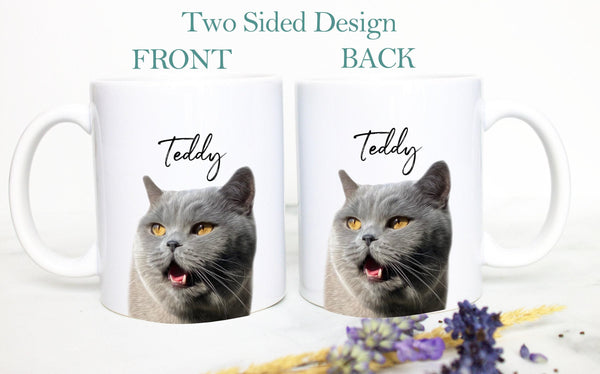 Custom Cat Photo Mug, Pet Portrait, Personalized Cat Lovers Mug, Cat Owner Gift, Cat Mom Dad, Pet Loss Memorial, Personalized Gift, Cat Gift