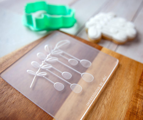 Hanging Egg Branch - Acrylic Fondant Embosser With Optional Cutter