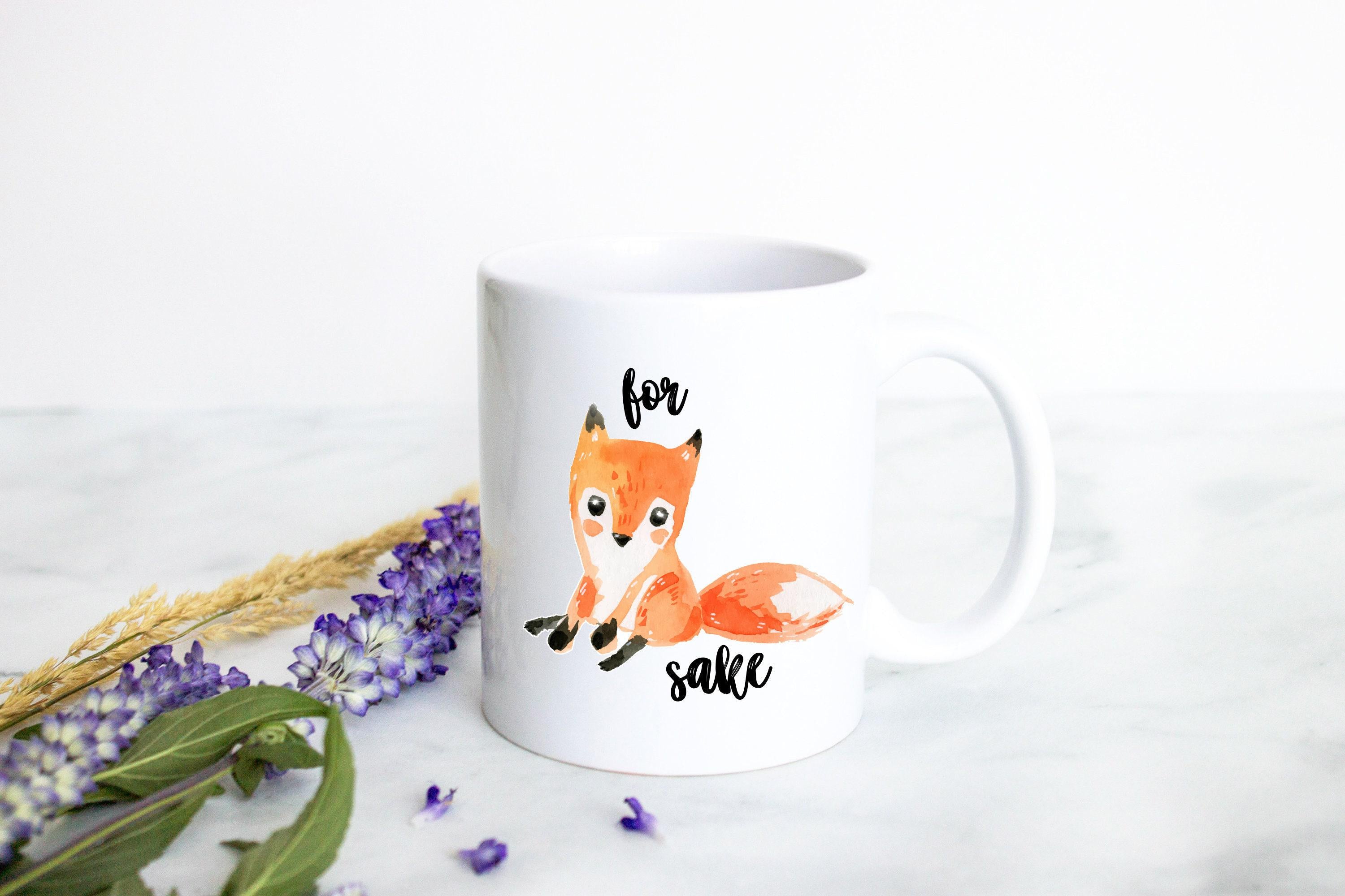 For Fox Sake - White Ceramic Fox Mug