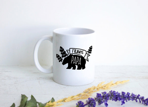 Personalized "Papa Bear" EST - White Ceramic Mug