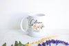 Peach Floral Bridesmaid Custom Name and Date - White Ceramic Mug